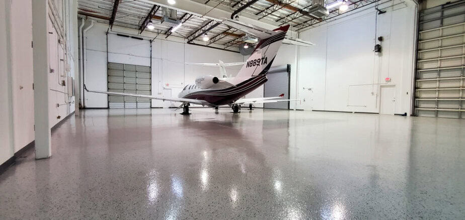 epoxy coated aircraft hangar
